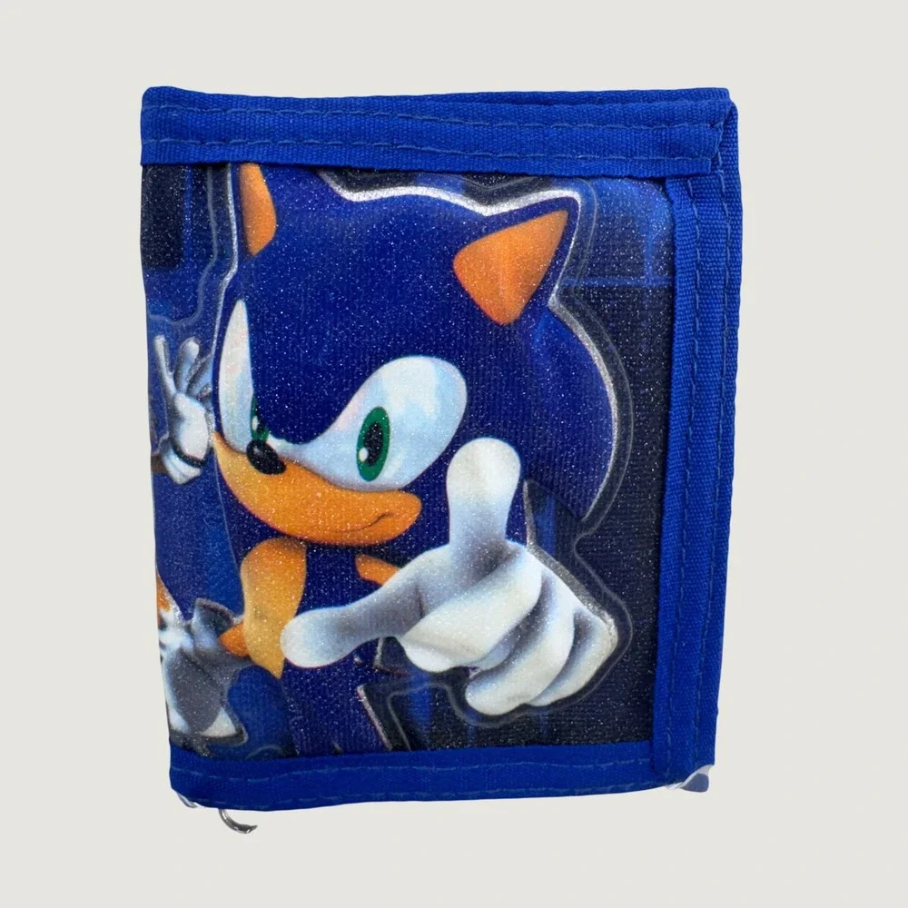 Sega Sonic The Hedgehog Trifold Wallet OS Blue Gamer Retro Kidcore Accessory